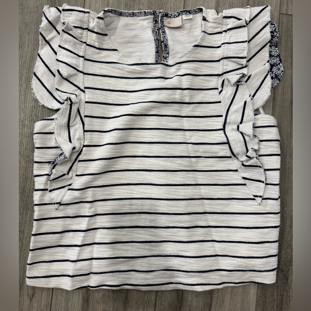 Anthropologie 9-h15 stcl Top Sleeveless Navy White Striped